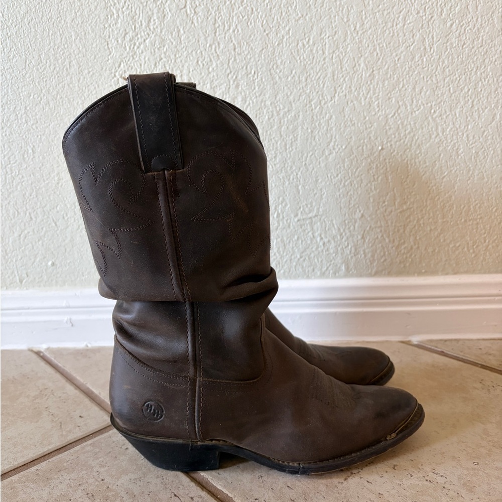 Double H Slouchy Brown Leather Cowboy Boots